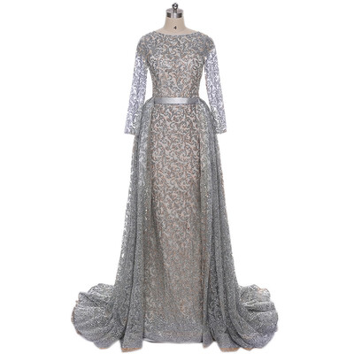 

Fashion Mermaid Luxury Evening Dress Long Sleeves Gliter with train Evening Gowns 2018 Alacati