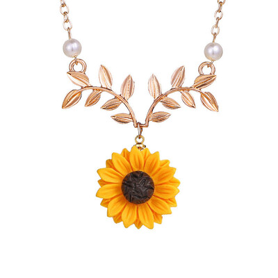 

Fashion Sunflower Necklace Charm Gold-plated Branches Pendant Necklace Clavicle Chain Female Jewelry Accessories Gift