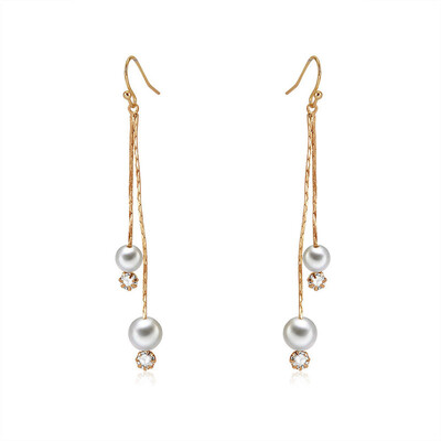 

Fashion Alloy Embedded Crystal Tassel Drop Earrings Ear Studs Pendant Earrings for Women Jewelry