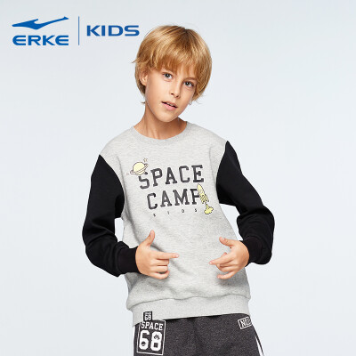 

Hongxing Erke ERKE childrens clothing boy round neck pullover sweater sports shirt wild casual bottoming autumn clothing 6321114035 bright light gray ash 150