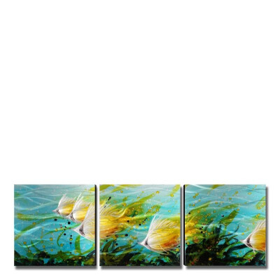 

Tooarts Aluminum Tropical Fish Wall Art Modern Painting 5-Panels Wall Sculpture Home Decoration Multicolor 71"x24"