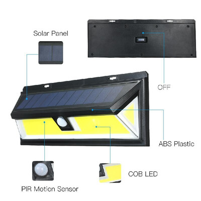 

90LEDS180COB LEDS Solar Power PIR Motion Sensor 3 Modes Wall Light Outdoor Yard Garden Lamp Waterproof