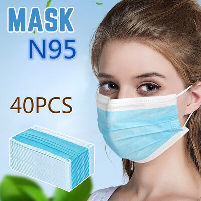 

2040pcs Disposable Blue Non-wovenThree-layer Protective Mask Dust-proof Mask Prevent Droplets Mask