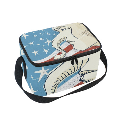 

ALAZA Insulated Lunch Box Republican Illustration Lunch Bag for Men Women Portable Tote Bag Cooler Bag