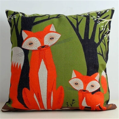 

Christmas Nordic Pillowcase lovely animal fox Decorative Cotton Linen Throw Pillow cover Cojines almofada