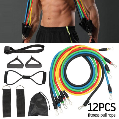 

Willstar 12Pcs Rubber Latex Fitness Resistance Bands Exercise Tubes Practical Elastic Training Rope Yoga Pull String