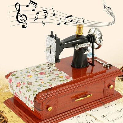 

Willstar Sewing Machine Music Box Mini Vintage Creative Retro Sewing Clockwork Music Box Gift