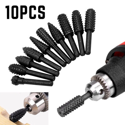 

Willstar 10pcs Steel Rotary Burr Set Wood Carving File Rasp Power Drill Bits Milling Cutter Power Tools Set