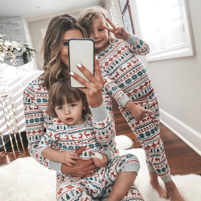 

Christmas Clothing Set Children Clothing Christmas Family Parent-child Suit Printing Home Service Cotton Soft Two-piece Pajamas