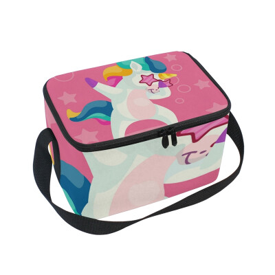 

ALAZA Lunch Box Insulated Lunch Bag Large Cooler Colorful Unicorn Doing Dabbing Tote Bag