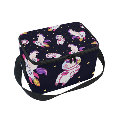 

ALAZA Lunch Box Insulated Lunch Bag Large Cooler Tote Bag Cute Unicorn On Rocket for Men Women Girls Boys