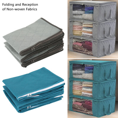 

3PcsSet Non-woven Foldable Wardrobe Storage Box Space Saver Clothes Quilt Blanket Storage Bag Home Organizer Box