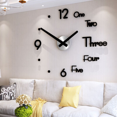 

Black Silver Modern DIY Big Number 3D Wall Clock Modern Design 3D Wall Sticker Home Decoration