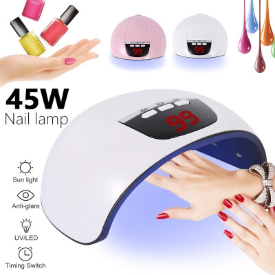 

45W 15LED UV LED Nail Lamp Gel Nail Polish Dryer UV Light Fast Curing Auto Sensor USB 3 Timers