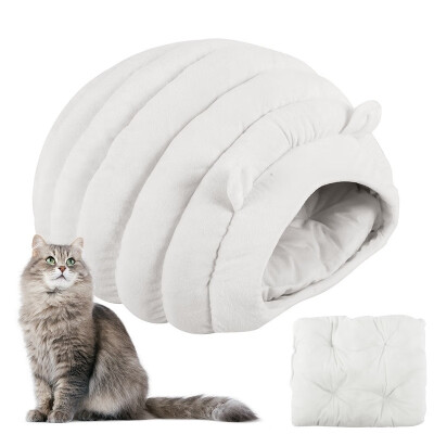 

Cat Bed Igloo Cave Fluffy Kitten Bed with Detachable Pillow Machine-Washable Pet Cave Bed for Small Breed Dog or Cat