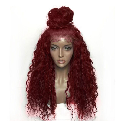 

Fashion Synthetic Hair Wave front full lace cap wigs half hand hook long curly hair wig for female African black lady