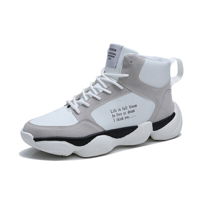 

Mens Shoes Fashion Casual Sneakers Shoes Lace Up High Cut Shoes For Men Grey White Black Size 39-44