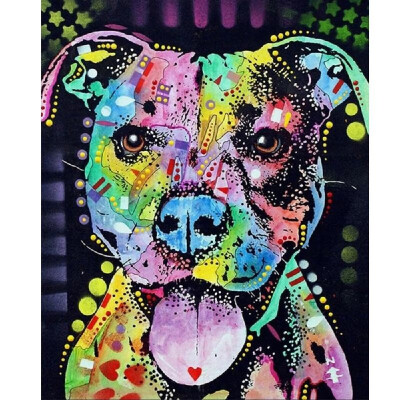 

DIY Diamond Painting Cross Stitch Animal Colored Dog Head Full Round Diamond Embroidery Rhinestone Home Decor Handwork Gift Canvas