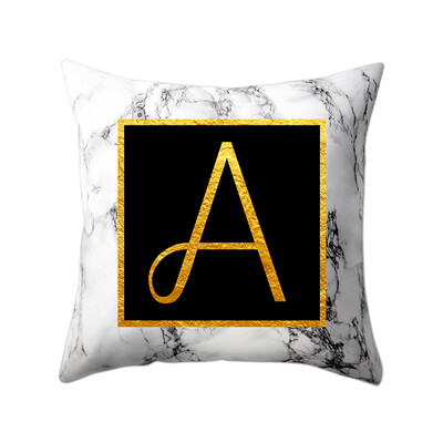 

Modern Pillowcases 4545 Gold Alphabet Word Letter White Marble Pattern Pillow Case Super Soft Throw Sofa Bed Cushion Cover Protec