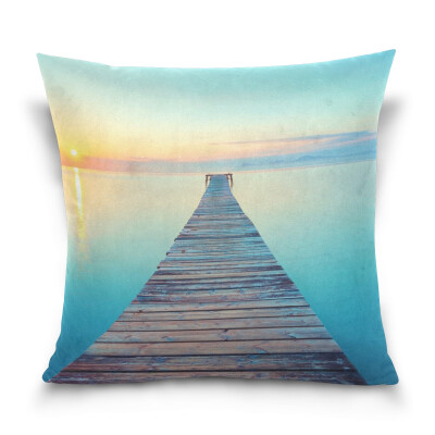 

ALAZA Throw Pillow Case Decorative Pillow Covers 16 X 16 inch Footbridge Sea Beach Pattern Pillowcase