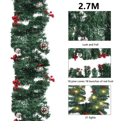 

Willstar 27M Luxury Christmas Decorations Garland Decoration Rattan with Lights Wreath Decorated Mantel Fireplace Decor