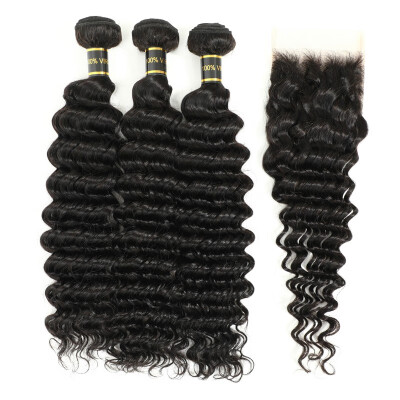 

Amazing Star Deep Wave Bundles with Closure Brazilian Virgin Hair Deep Wave with Closure Crochet Lace Closure with Bundles