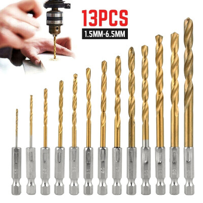 

13pcs 15-65mm HSS High Speed Steel Extractor Drill Bit Titanium Coated Drill Bit Set Hex Shank Wood Plastic Tool Set