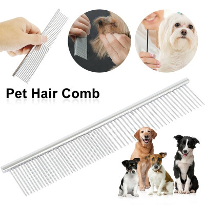 

Willstar Pet Puppy Dog Cat Double Row Teeth Brush Stainless Steel Grooming Hair Comb Fur Rake