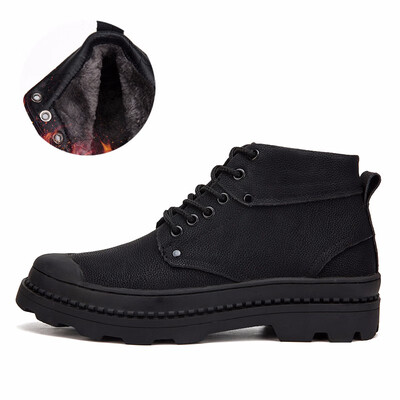 

Winter mens plush lining warm cotton shoes high to help leather work shoes motorcycle boots Martin boots