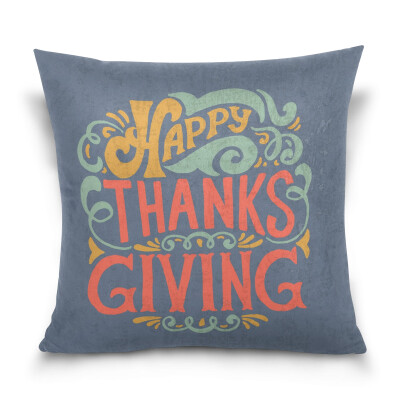 

ALAZA Thanksgiving Throw Pillow Cover 16 X 16 inch Cushion Cover with Thanksgiving Flag Printed Pillowcase