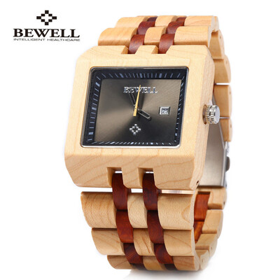

Bewell ZS - W017A Quartz Men Watch Wooden Band Analog Date Display