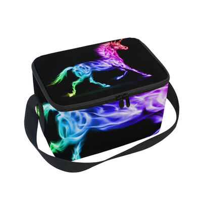 

Lunch Box Insulated Lunch Bag Large Cooler Colorful Fire Unicorn Tote Bagfor Kids Men Women