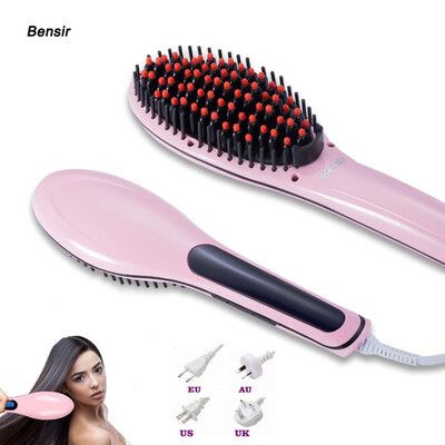 

2019 Original Fast Electric straightener Brush Ceramic Hair Straightening Comb Flat Iron LCD Straight Brush