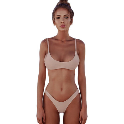

Solid Color Tight Sexy Swimsuit Split Ladies Swimwear Swimwear Bathing Bikini