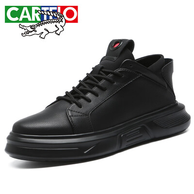 

Cartier crocodile CARTELO Korean version of the trend of mens shoes breathable leather shoes wear low-cut sneakers outdoor leisure shoes 8235 black 40