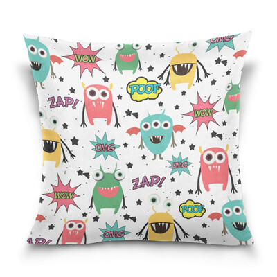 

ALAZA Throw Pillow Cover 16 X 16 inch Christmas Gift Cushion Cover with Monsters Printed Pillowcase