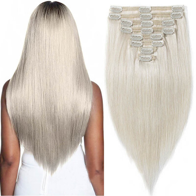 

100 Remy Human Hair Real Thick Women Girls Long Straight Full Head Hair Extension Clip In Hair Extension