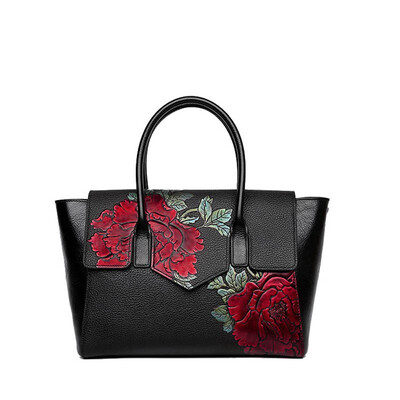 

SUWERER Genuine Leather women bags for women 2019 new luxury handbags fashion tote women bags designer Embossing Flower bag