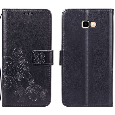 

Samsung Galaxy J4 Core Lucky Clover Embossed Leather Case - Black