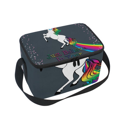 

Lunch Box Insulated Lunch Bag Large Cooler Dream Rainbow Unicorn Tote Bagfor Kids Men Women