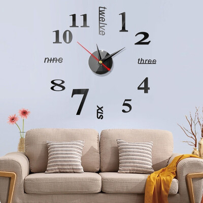 

Willstar Large Wall Clock Modern Design 3D Wall Sticker Clock Silent Home Decor Living Room Quartz Horloge