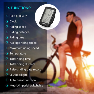 

Lixada USB Rechargeable Wireless Bike Cycling Computer with Bicycle Speedometer Odometer