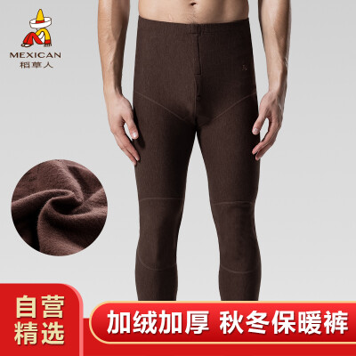 

Scarecrow warm pants mens medium thick plus velvet stretch Slim cotton wool pants line pants trousers mens autumn&winter leggings 86912 Coffee