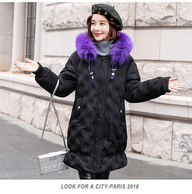 

Mid-length cotton coat hooded loose casual trend cotton clothing 90319