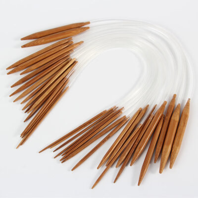 

18Pcs Useful 40cm80cm Smooth Tube Circular Double Point Bamboo Carbonized Knitting Needles