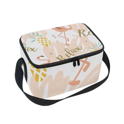 

ALAZA Lunch Box Insulated Pineapple And Swan Lunch Bag Large Cooler Tote Bag for Men Women