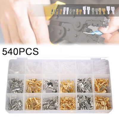 

540PCS Electrical Wire Crimp Terminal Connector Male Female Spade 28mm48mm63mm With Insulated Sleeves