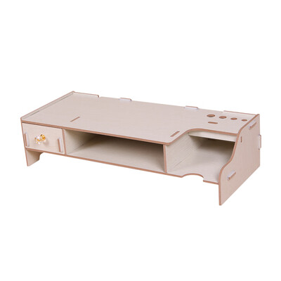 

Wooden Monitor Stand Riser Computer Desk Organizer with Keyboard Mouse Storage Slots for Office Supplies School Teachers
