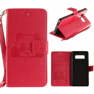 

MOONCASE Samsung NOTE 8 embossed panda lanyard holster - rose red