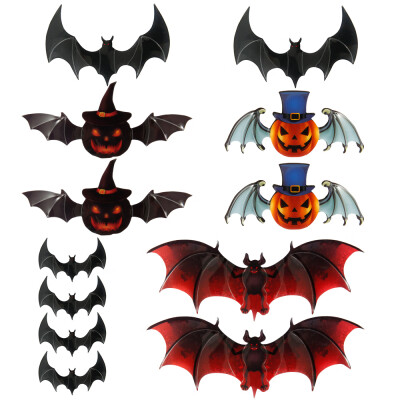 

12-Pc Halloween Decorations Bat Wall Decals Stickers Decor 3D Bats Window Decals